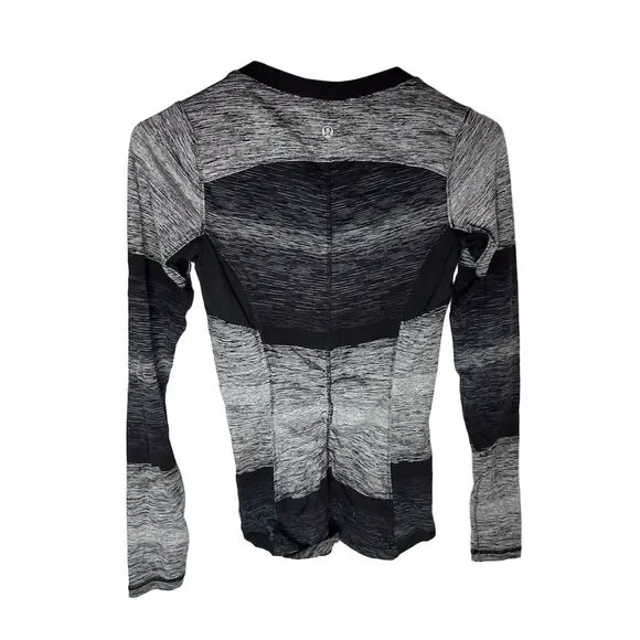 Lululemon Women's M Black Stripe Long Sleeve Pullover for Running Yoga - Picture 4 of 9